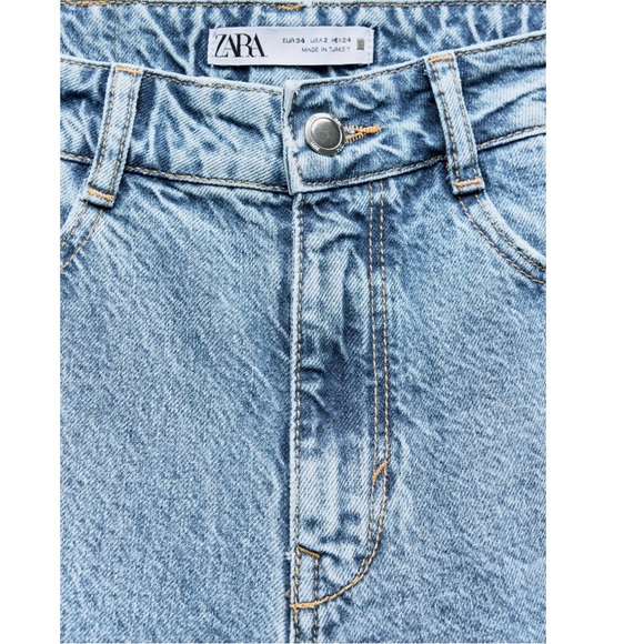 ZARA Z1975 MID WAIST RIPPED CUT OUT STRAIGHT LEG JEANS - Picture 2 of 4